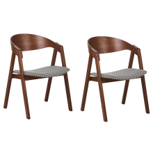 Set of 2 Dining Chairs YUBA Wood Black/ White
