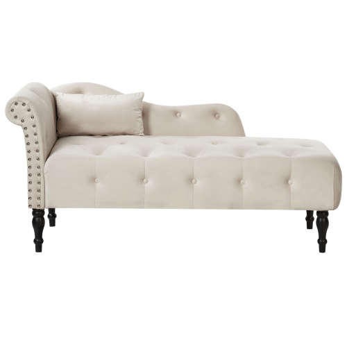 Beliani Left-Hand Chaise Longue IVRY Velvet Light Beige