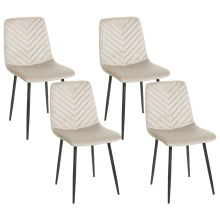 Set of 4 Dining Chairs HAVRE Velvet Beige