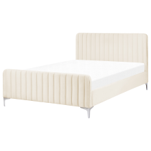 Bed Velvet LUNAN 140 x 200 cm (EU Double) Light Beige