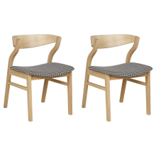 Set of 2 Dining Chairs MAROA Wood Black/ White