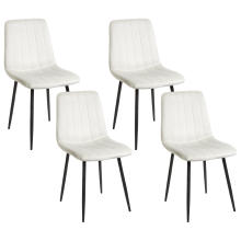 Set of 4 Dining Chairs KALISPELL Velvet Off-White