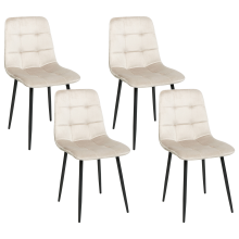 Set of 4 Dining Chairs POWELL Velvet Beige