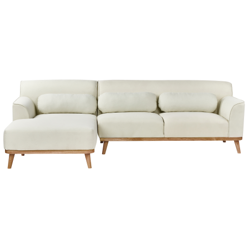 Beliani Corner Sofa 3 Seater SIMOS Fabric Off-White Right Hand