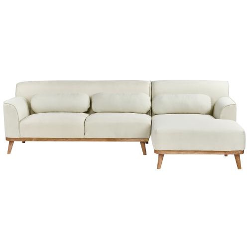 Beliani Corner Sofa 3 Seater SIMOS Fabric Off-White Left Hand