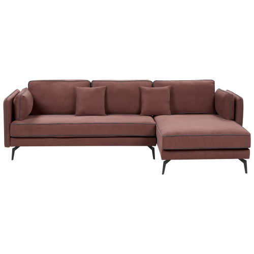 Beliani Corner Sofa 3 Seater ALTAN Fabric Burgundy Left Hand
