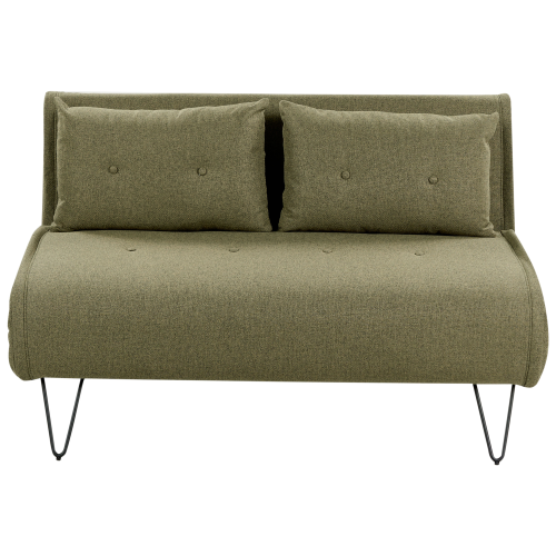 Beliani Sofa Bed 2 Seater VESTFOLD Fabric Olive Green