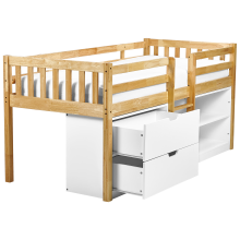 Mid Sleeper Bed Wood SUSVILLE 90 x 200 cm (EU Single) Light Brown