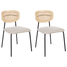 Set of 2 Dining Chairs MAYETTA Metal Light Beige