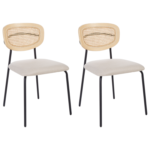 Beliani Set of 2 Dining Chairs MAYETTA Metal Light Beige