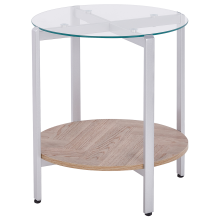 Side Table LOVELL Tempered Glass Silver