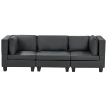 Modular Sofa 3 Seater UNSTAD Faux Leather Black