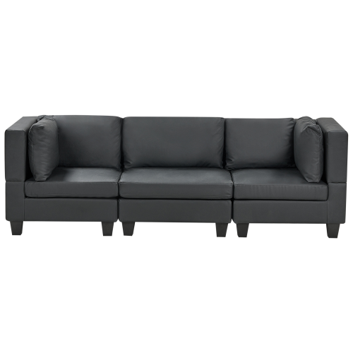 Beliani Modular Sofa 3 Seater UNSTAD Faux Leather Black
