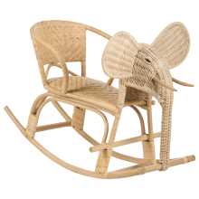 Kids Rocking Chair Elephant AMPOLLINO Rattan Natural