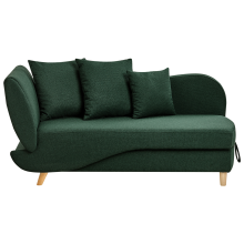 Left-Hand Chaise Longue MERI with Storage Faux Linen Green