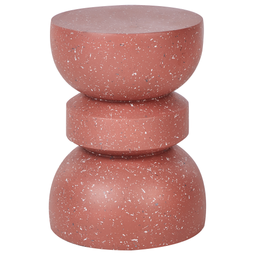 Beliani Side Table FALIRO 37 cm 37 cm Terrazzo Effect Red