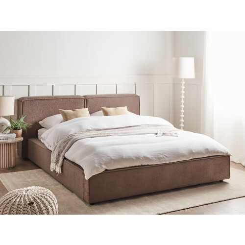 Beliani Bed Boucle LINARDS 180 x 200 cm (EU Super King) Brown 1