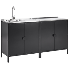 2 Piece Outdoor Kitchen Set with Sink VILAMA Black Metal