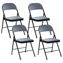 Set of 4 Folding Chairs SPARKS Metal Dark Grey/ Black