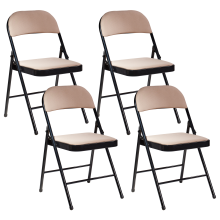 Set of 4 Folding Chairs SPARKS Metal Beige/ Black
