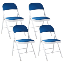 Set of 4 Folding Chairs SPARKS Metal Blue/ White