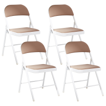 Set of 4 Folding Chairs SPARKS Metal Beige/ White