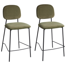 Set of 2 Bar Chairs DUETTE Velvet Olive Green