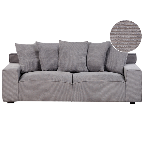 Beliani Sofa 3 Seater VISKAN Corduroy Dark Grey