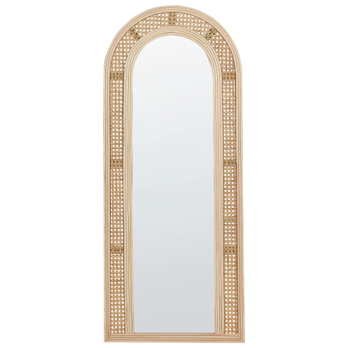 Beliani Wall Mirror FRANEY 50 cm 120 cm Rattan Natural