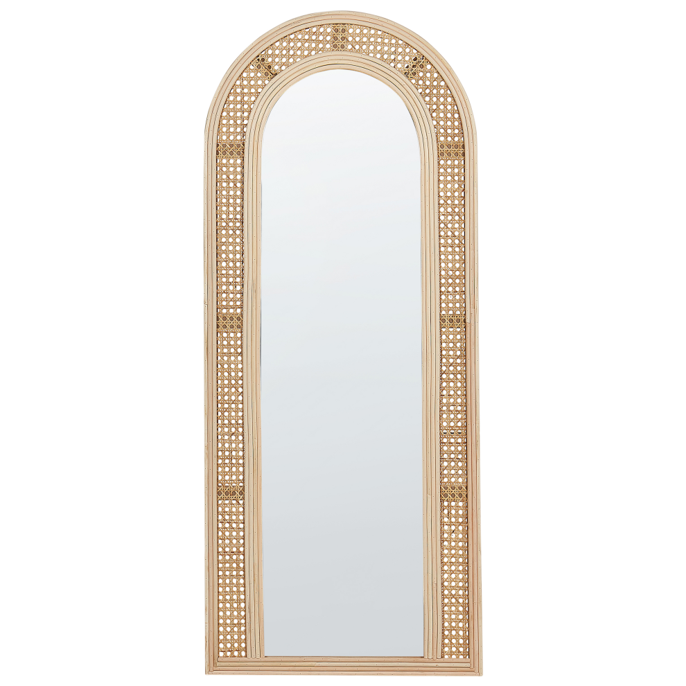 Photos - Wall Mirror Beliani  FRANEY 50 cm 120 cm Rattan Natural 
