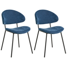 Set of 2 Dining Chairs KIANA Fabric Dark Blue