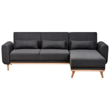 Corner Sofa Bed 3 Seater OLLSTA Fabric Black Left Hand
