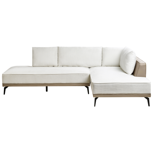 Beliani Corner Sofa 3 Seater MYKEN Fabric Off-White Left Hand