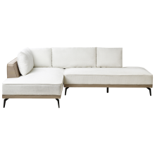 Corner Sofa 3 Seater MYKEN Fabric Off-White Right Hand