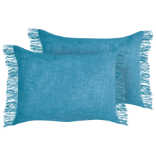Set of 2 Decorative Cushions MABA 50 x 35 cm Cotton Blue Solid