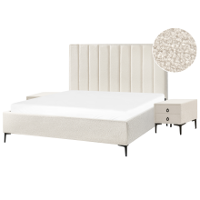 Bedroom Set SEZANNE Boucle Off-White 180 x 200 cm (EU Super King)