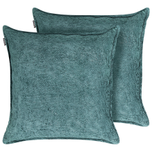 Set of 2 Decorative Cushions VERPIS 50 x 50 cm Cotton Blue Solid