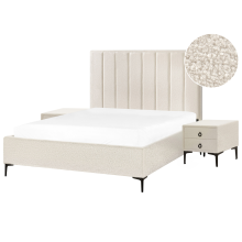 Bedroom Set SEZANNE Boucle Off-White 160 x 200 cm (EU King Size)