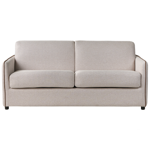Beliani Sofa Bed 2 Seater ISHOJ Fabric Light Beige