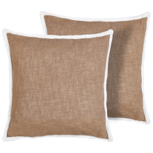 Set of 2 Decorative Cushions IANTHE 45 x 45 cm Cotton Brown Solid