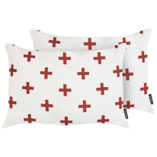 Set of 2 Decorative Cushions VELLEIA 50 x 35 cm Cotton White Geometric Pattern