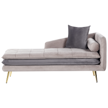 Right-Hand Chaise Longue GONESSE Velvet Taupe