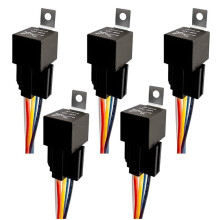 JD1914 5PCS Relais de Voiture 12V 5 Broches 40A avec Prises de Harnais SPDT pour Automobile, Camion, Fourgonnette, Moto, Bateau