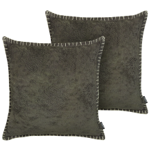 Set of 2 Decorative Cushions MELUR 45 x 45 cm Grey Solid