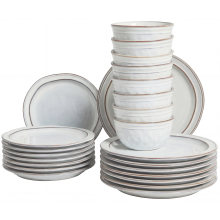 Set of 24 Dinnerware CHIVES Stoneware Light Grey