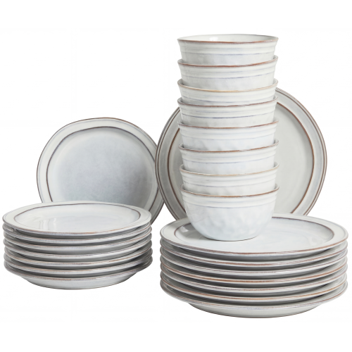Beliani Set of 24 Dinnerware CHIVES Stoneware Light Grey