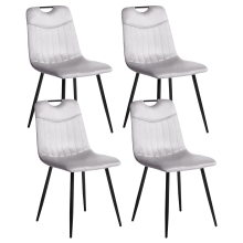 Set of 4 Dining Chairs ARGYLE Velvet Light Grey