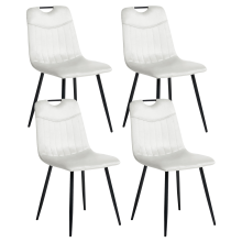 Set of 4 Dining Chairs ARGYLE Velvet Off-White