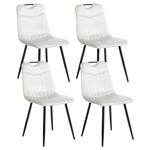 Beliani Set of 4 Dining Chairs ARGYLE Velvet Off-White