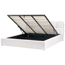 Ottoman Bed BASTON Fabric Off-White 180 x 200 cm (EU Super King)